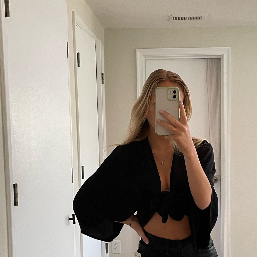 Black open Tie Top